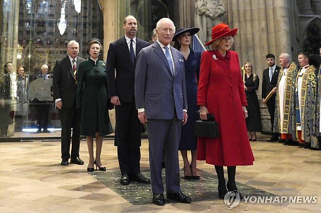 영연방 예배 참석한 왕실 가족들 [AFP 연합뉴스. 재판매 및 DB 금지]