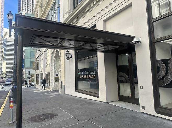 미국 샌프란시스코 유니언스퀘어 근처 명품가에 공실을 쉽게 찾을 수 있었다.(샌프란시스코(미국)=이수진 기자)