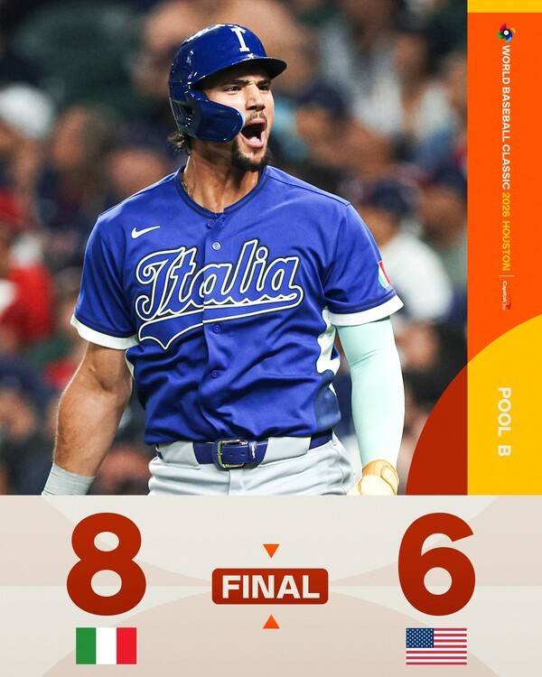이탈리아가 11일 미국 휴스턴주 다이킨파크에서 열린 WBC 미국과 경기에서 8-6으로 승리했다. /사진=WBC 공식 채널