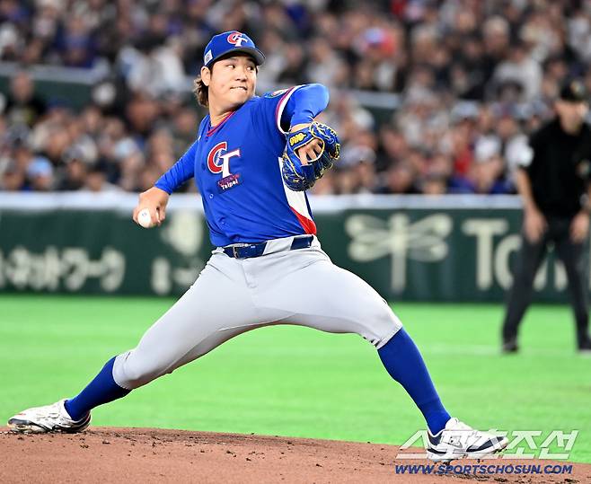 8일 일본 도쿄돔에서 열린 WBC(월드베이스볼클래식) 한국과 대만의 경기, 대만 선발투수 구린루이양이 역투하고 있다. 도쿄(일본)=허상욱 기자wook@sportschosun.com/2026.03.08/