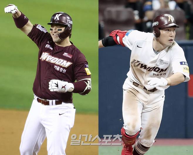 박병호(왼쪽)와 서건창이 2026시즌을 앞두고 각각 코치와 선수로 키움 히어로즈에 돌아왔다. [사진 일간스포츠 DB]
