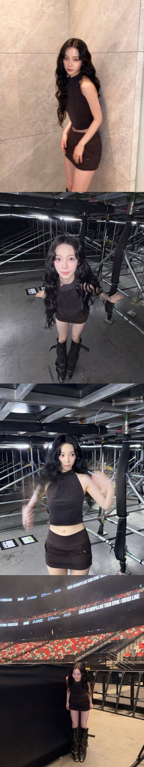 그룹 에스파 멤버 카리나가 콘서트 비하인드 컷을 공개했다. / 카리나 소셜미디어