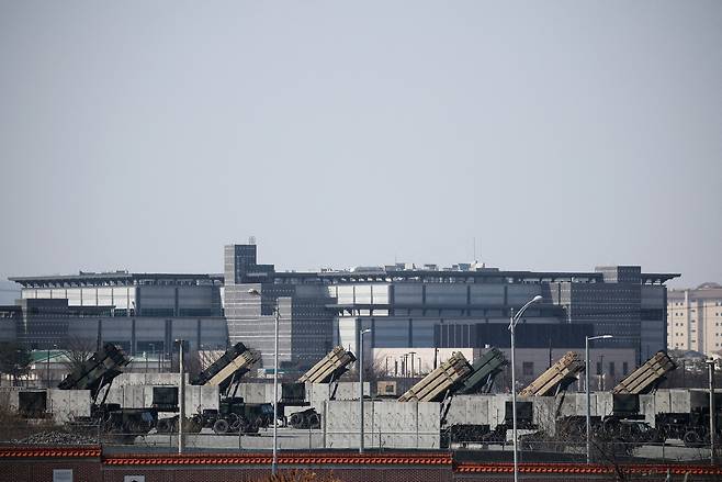 경기도 평택 주한미군 기지에 배치된 패트리엇 미사일 포대. [로이터]