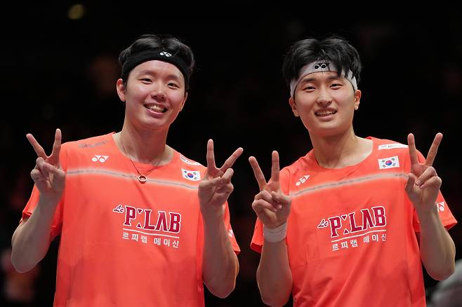 배드민턴 ‘황금콤비’ 서승재와 김원호(좌측부터). AP연합뉴스