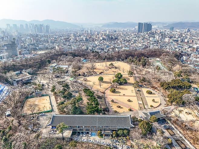 하늘에서 본 달성토성[사진/임헌정 기자]