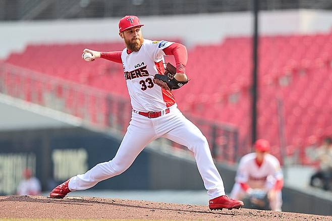 12일 SSG와의 시범경기에서 선발투수로 등판한 올러. KIA구단 제공