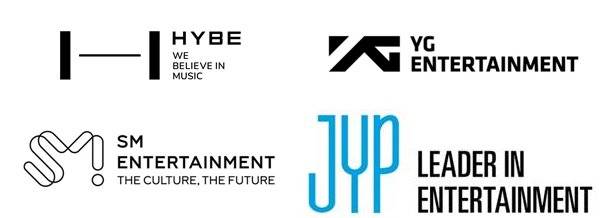 제공=하이브(왼쪽 위부터 시계방향), 와이지엔터테인먼트, JYP Ent., 에스엠