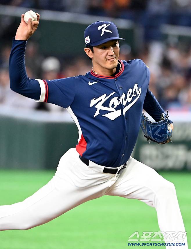 7일 일본 도쿄돔에서 열린 WBC(월드베이스볼클래식) 한국과 일본의 경기. 한국 선발투수 고영표가 역투하고 있다. 도쿄(일본)=허상욱 기자wook@sportschosun.com/2026.03.07/