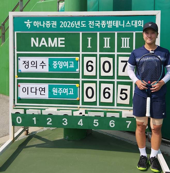 종별테니스대회 U-18 2관왕에 오른 정의수. 김경무 기자