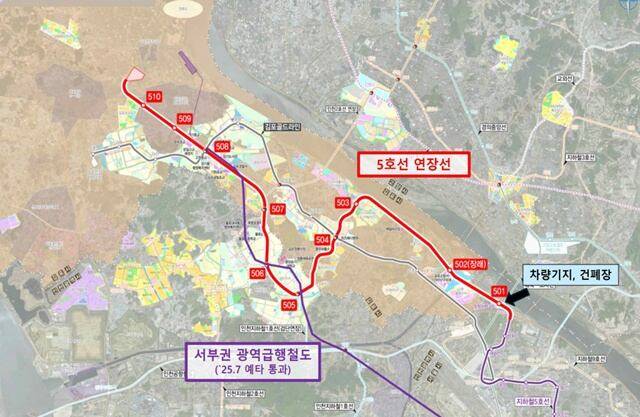 김포·검단 5호선 연장사업 노선도. /국토교통부 제공
