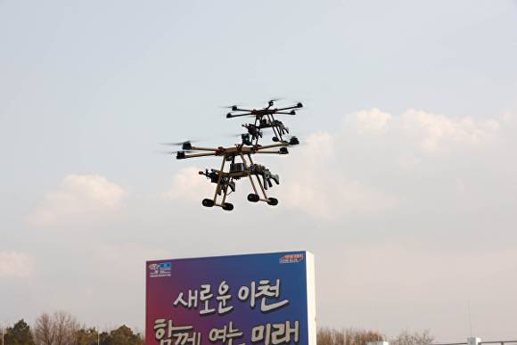 이천시 첨단방산드론 페스티벌 드론 시연 모습. [사진=이천시]