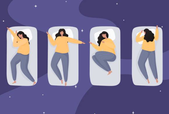 왼쪽부터 옆으로 자기, 정자세, 태아 자세, 엎드린 자세. [사진=픽사베이]