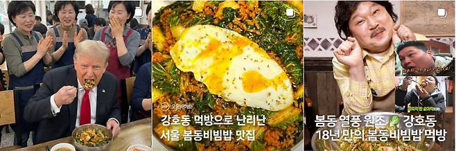 봄동 비빔밥의 인기로 SNS에서 다양한 '밈' 콘텐트가 확산 중이다. 사진 SNS 갈무리
