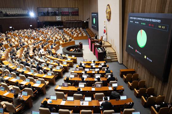 The National Assembly holds a plenary session in Yeouido, western Seoul, on March 12 to vote on a special bill on Korea's $350 billion investment pledge to the United States. [NEWS1]