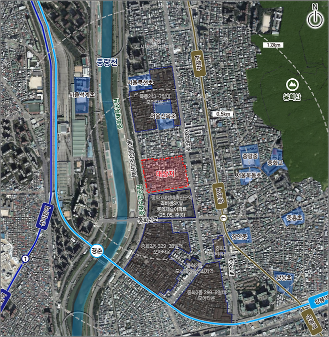 중랑구 중화2동 309-39번지 일대 재개발 위치도. [서울시 제공]