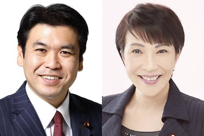 기혼 여성과 불륜 관계였다는 의혹이 보도된 마쓰모토 요헤이(왼쪽) 일본 문부과학상이 다카이치 사나에 총리를 험담한 음성 파일이 있다는 의혹까지 제기됐다.