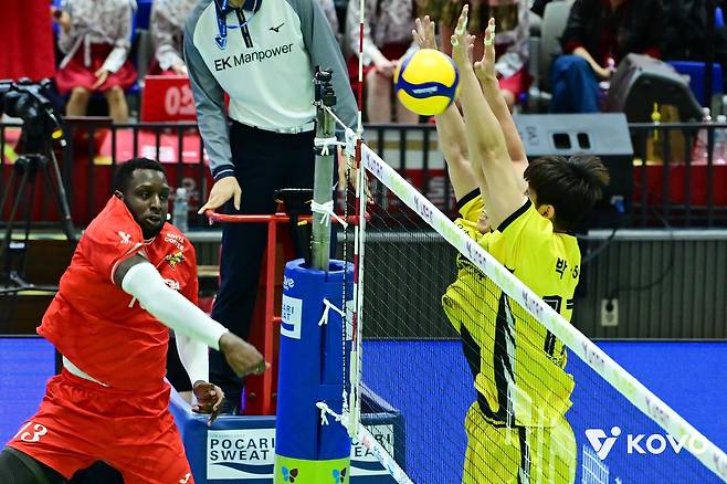 남자부 한국전력과 KB손해보험의 경기 장면 [한국배구연맹 제공. 재판매 및 DB 금지]