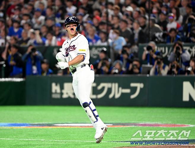 8일 일본 도쿄돔에서 열린 WBC(월드베이스볼클래식) 한국과 대만의 경기, 6회말 1사 1루 김도영이 재역전 2점홈런을 치고 환호하고 있다. 도쿄(일본)=허상욱 기자wook@sportschosun.com/2026.03.08/