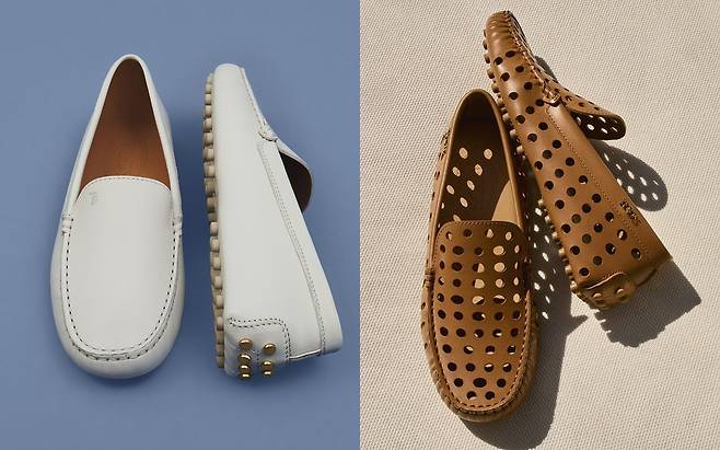 메탈 도트 고미노는 신발 뒷부분을 고무 페블 대신 메탈로 장식했다. 올해 토즈는 고무 페블 장식을 로퍼 전체에 펀칭 디테일로 표현한 신제품도 선보였다. 사진 토즈