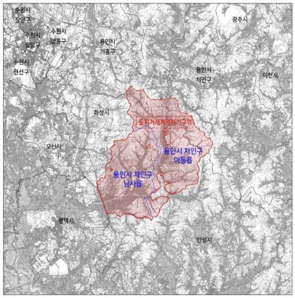 [서울=뉴시스] 용인 반도체 국가산단 및 용인이동 공공주택지구 토지거래계약 허가구역 지형도면 (사진=국토교통부) 2026. 3. 13. *재판매 및 DB 금지