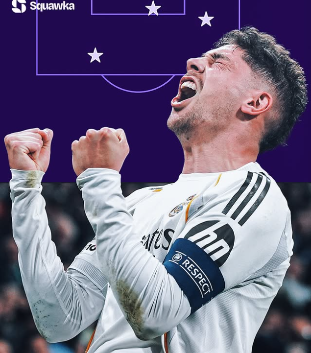 레알 마드리드의 페제리코 발베르데. Squawka Football