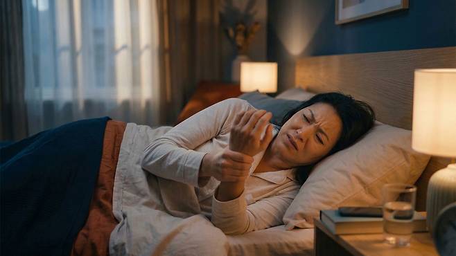 야간에 손목 통증·저림을 심하게 느낀다면, '손목터널증후군'을 의심해야 한다|출처: Gemini 생성