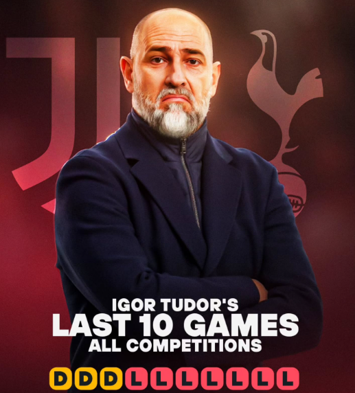 이고르 투도르가 토트넘 홋스퍼와 유벤투스를 이끌고 10경기 0승을 기록했다. 365SCORES