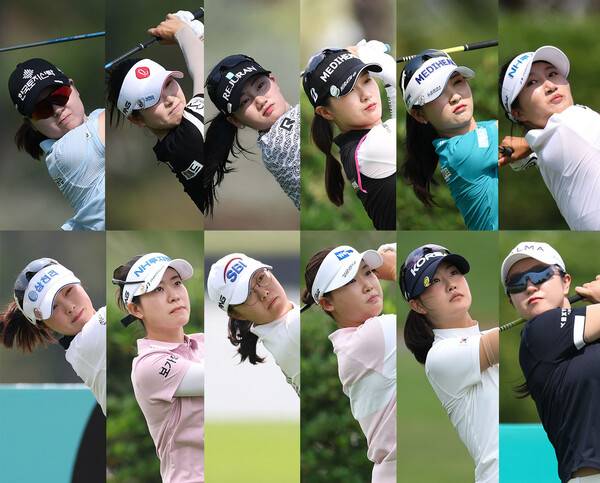 한국여자프로골프(KLPGA) 투어 2026시즌 개막전인 '신설 대회' 리쥬란 챔피언십 우승에 도전하는 홍정민, 유현조, 노승희, 박현경, 이예원,&nbsp;김시현, 전예성, 박민지, 김가희2, 김민솔, 오수민, 이승연. 사진제공=KLPGA (사진을 무단으로 사용하지 마십시오.)
