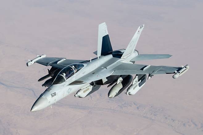 미군이 운용중인 EA-18G 그라울러 전자전기. 강력한 전자전 능력을 지니고 있다. 세계일보 자료사진