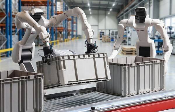 LG CNS가 덱스메이트 휴머노이드 로봇을 산업현장에 투입하기 위해 트레이닝 시키는 모습. [출처=LG CNS]