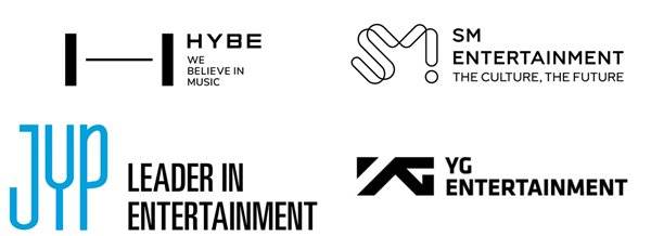 제공=하이브(왼쪽 위부터 시계방향), 에스엠, 와이지엔터테인먼트, JYP Ent.