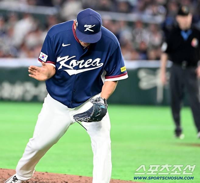 9일 일본 도쿄돔에서 열린 WBC(월드베이스볼클래식) 한국과 호주의 경기, 3회말 투구를 무실점으로 마친 노경은이 환호하고 있다. 도쿄(일본)=허상욱 기자wook@sportschosun.com/2026.03.09/