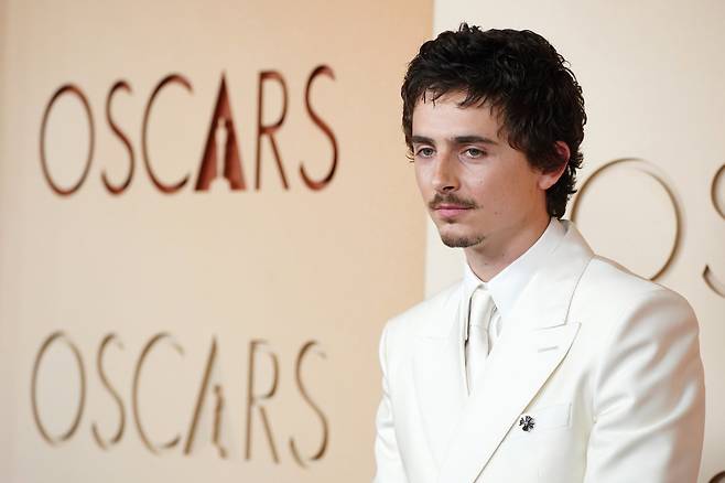 Timothee Chalamet arrives at the Oscars on Sunday, March 15, 2026, at the Dolby Theatre in Los Angeles. (Photo by Jordan Strauss/Invision/AP)