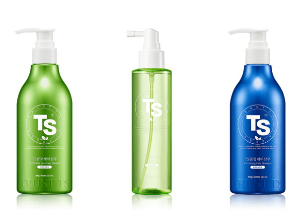 (왼쪽부터) 탈모케어 샴푸 300 g 5천원, 두피케어 토닉 150g 5천원, 쿨링케어 샴푸 300 g 5천원 모두 TS