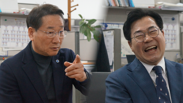 유정복 인천시장과 더불어민주당 박찬대 국회의원이 오늘(5일) 인천시청 기자실을 찾아 잇따라 기자간담회를 열었다. 2026.03.05 [경인방송DB]