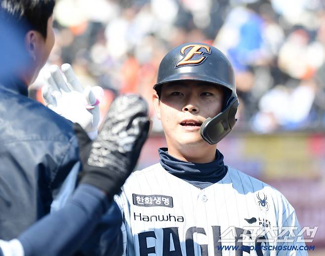 13일 대전 한화생명볼파크에서 열린 KBO리그 시범경기 한화와 삼성의 경기. 3회말 삼성 이승현 상대 동점 솔로홈런 날린 한화 허인서. 대전=송정헌 기자songs@sportschosun.com/2026.03.13/