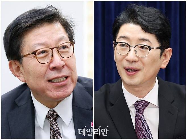 박형준 부산광역시장(왼쪽)과 주진우 국민의힘 의원(오른쪽) ⓒ데일리안 홍금표 기자