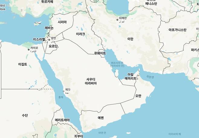 중동 지도/사진=구글맵
