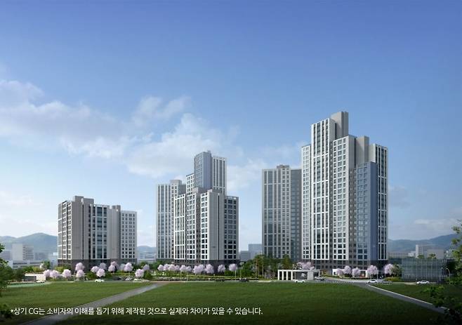‘두산위브 더센트럴 수원’ 투시도. 두산건설 제공