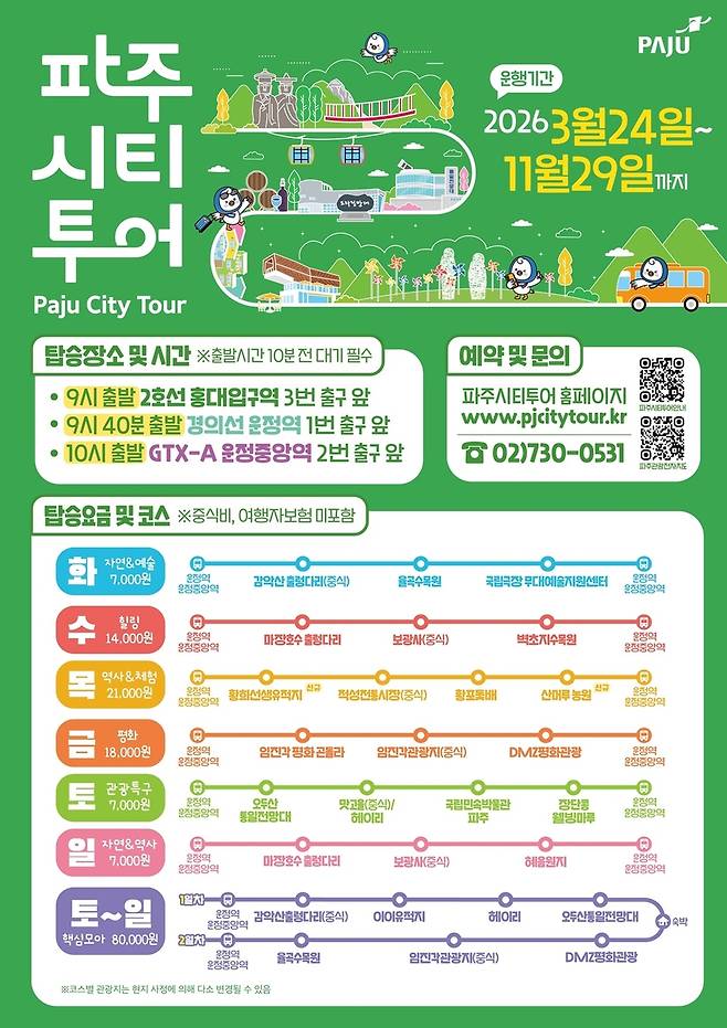 파주시티투어 24일 운행 재개 [파주시 제공. 재판매 및 DB 금지]