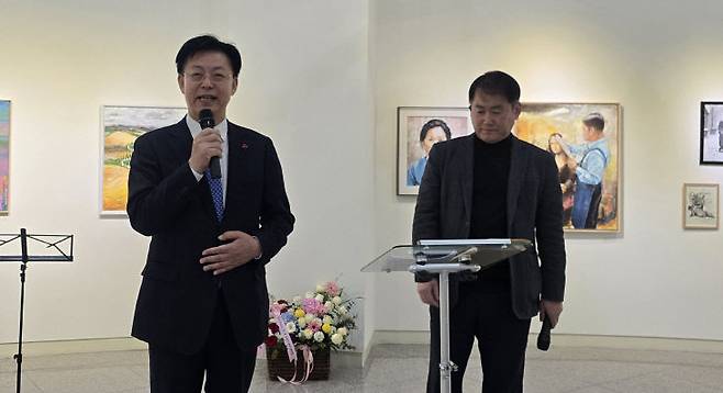 맹수석 대전시교육감 후보가 인사말하고 있다.                                           사진 =한성일 기자