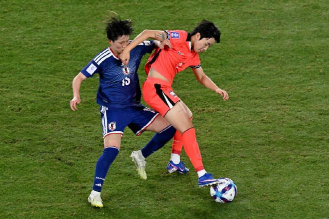 한국 여자 대표팀과 일본의 경기 모습. 사진=AFPBB NEWS