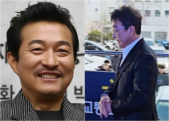 배우 이재룡 씨 자료사진(왼쪽), 음주운전 사고를 내고 달아난 혐의를 받는 이 씨가 사고 나흘 만인 지난 10일 서울 강남경찰서에서 조사를 받고 귀가하고 있는 모습. 〈사진=연합뉴스〉