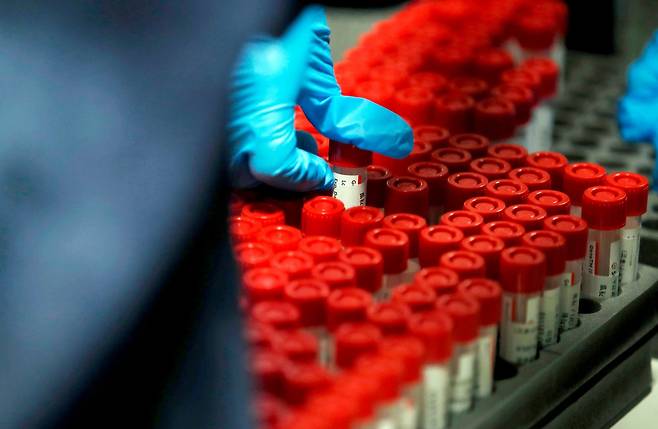 한 지역 보건소 의료진이 채취한 검체를 정리하고 있다.