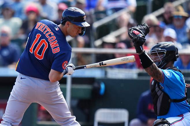 <yonhap photo-1279="">월드베이스볼클래식(WBC) 한국 대표팀 일원으로 뛰었던 셰이 위트컴(27)이 시범경기 복귀 뒤 좋은 타격감을 이어가고 있다. Rich Storry/Getty Images/AFP (Photo by Rich Storry / GETTY IMAGES NORTH AMERICA / Getty Images via AFP)/2026-02-26 06:05:07/ <저작권자 ⓒ 1980~2026 ㈜연합뉴스. 무단 전재 재배포 금지, AI 학습 및 활용 금지></yonhap>