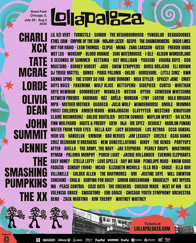 [서울=뉴시스] 롤라팔루자 시카고 라인업. (사진 = 인스티그램 캡처) 2026.03.17. photo@newsis.com *재판매 및 DB 금지