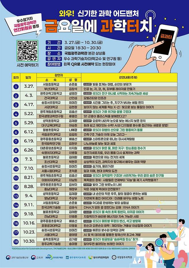 [광주=뉴시스] 국립광주과학관 '금요일에 과학터치' 운영. (사진=국립광주과학관 제공) 2026.03.18. photo@newsis.com *재판매 및 DB 금지