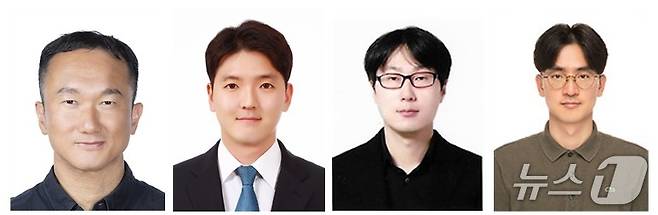 우주항공용 AI뉴로모픽 반도체 기술 검증 주요 연구진. 왼쪽부터 한국원자력연구원 강창구·이용수 박사, 충북대학교 박우진 박사·조병진 교수 /뉴스1