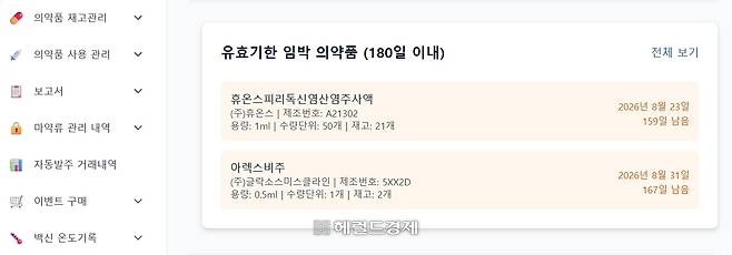 의료 IT 기업 유니백스의 플랫폼 ‘엠디카운트’를 사용하면 백신 유효기간을 실시간으로 파악할 수 있다 [유니백스 제공]