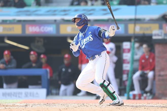 삼성 전병우의 17일 경기 모습.  [삼성 라이온즈 제공. 재판매 및 DB 금지]